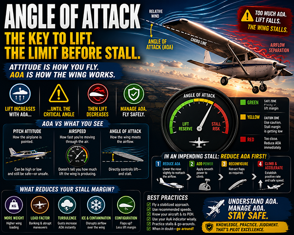Cockpit view of an Angle of Attack indicator and airspeed instruments during approach showing pilot monitoring AoA for a stabilized landing