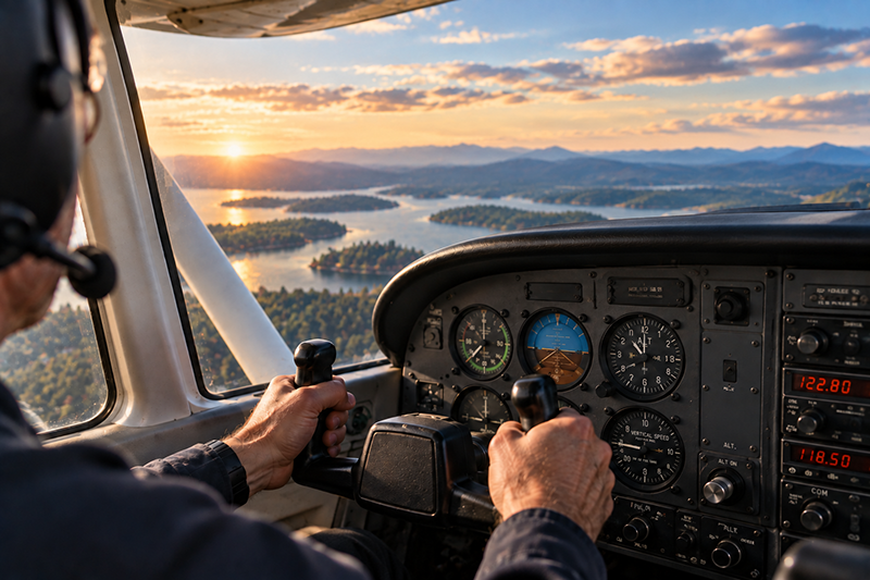 Pilot managing aircraft controls in a training cockpit during a flight control jam scenario