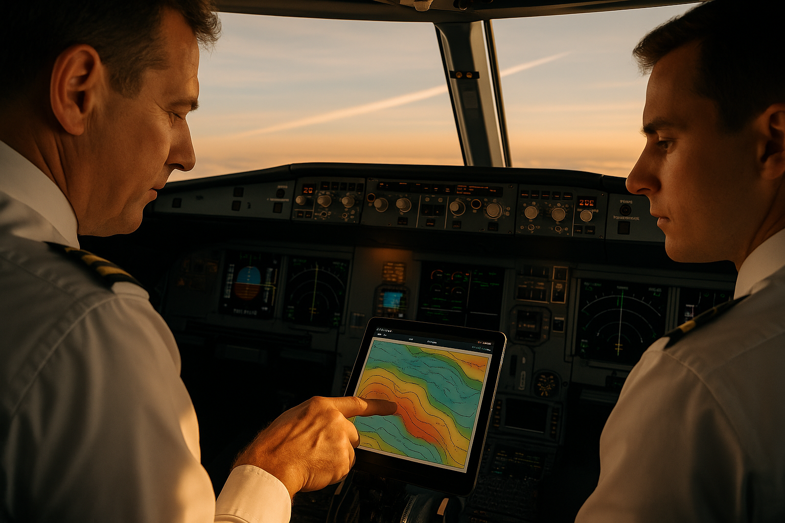 Airliner cruising above clouds with annotated curved wind streamlines illustrating a jet stream core and tailwind effect on groundspeed