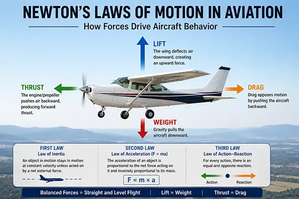 Newton’s Laws of Motion in Aviation — Forces, Inertia, and Flight Behavior Explained
