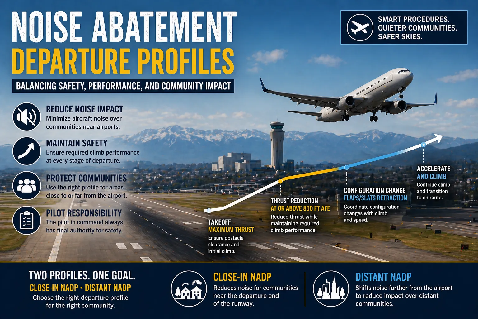 Noise Abatement Departure Profiles: Reducing Impact Without Compromising Safety