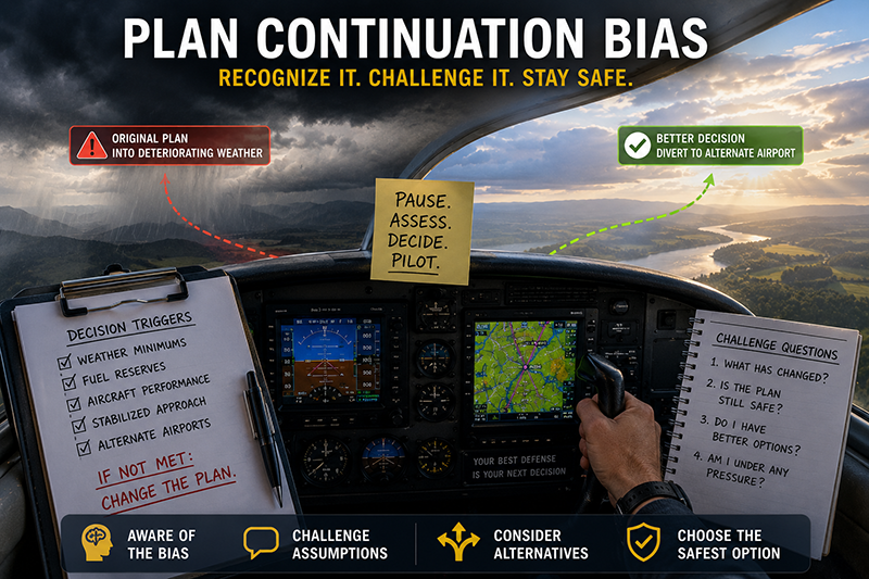 Pilot view from the flight deck during approach with overcast weather, showing kneeboard briefing and runway ahead