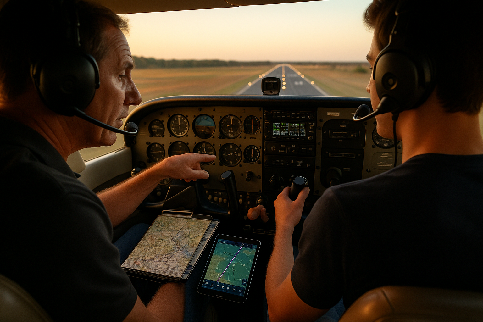 Private pilot preflight and cockpit cross-check at a small single-engine airplane during clear daylight, illustrating currency and proficiency practice