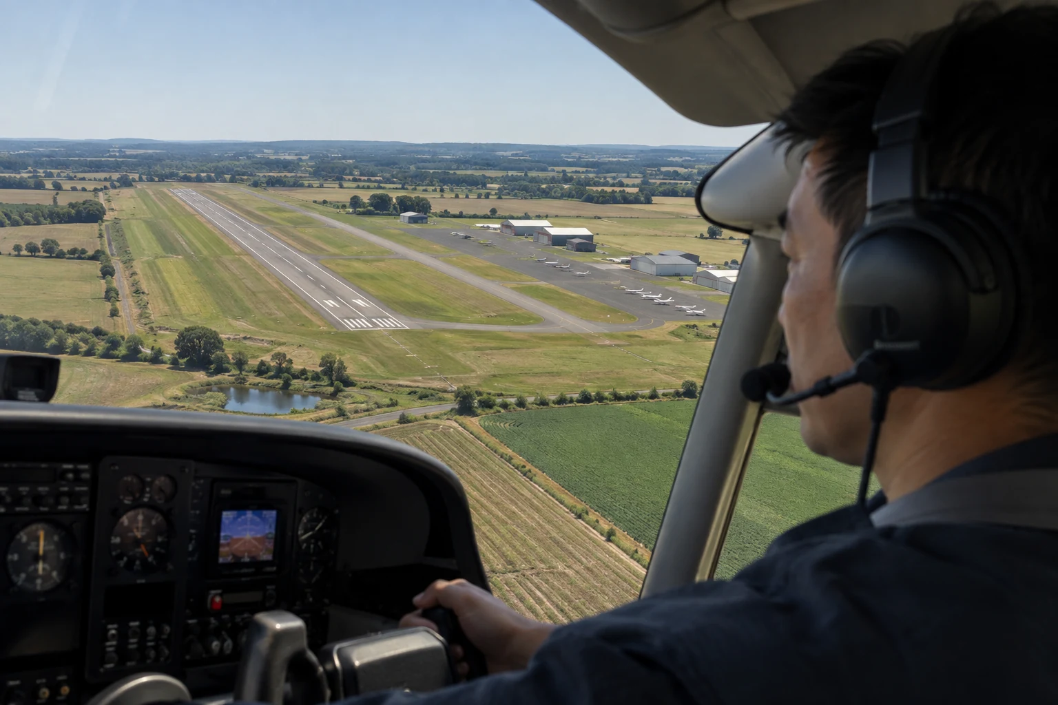 Featured illustration for Traffic Pattern Entries at Non-Towered Airports, showing a realistic aviation ifr scenario