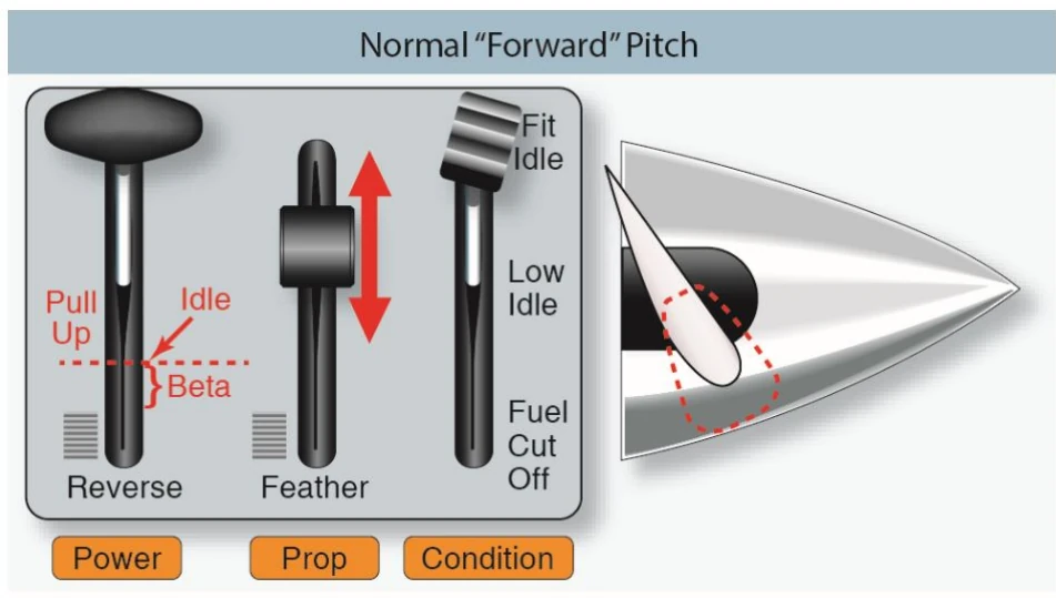 Propeller forward pitch angle characteristics.
