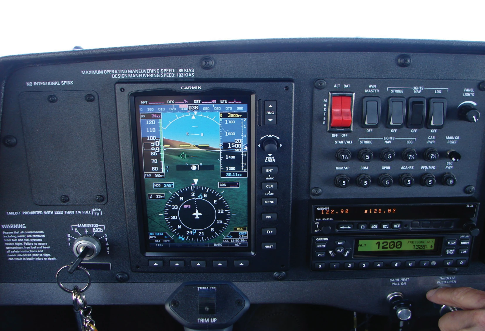 EFIS indication of level cruise flight.