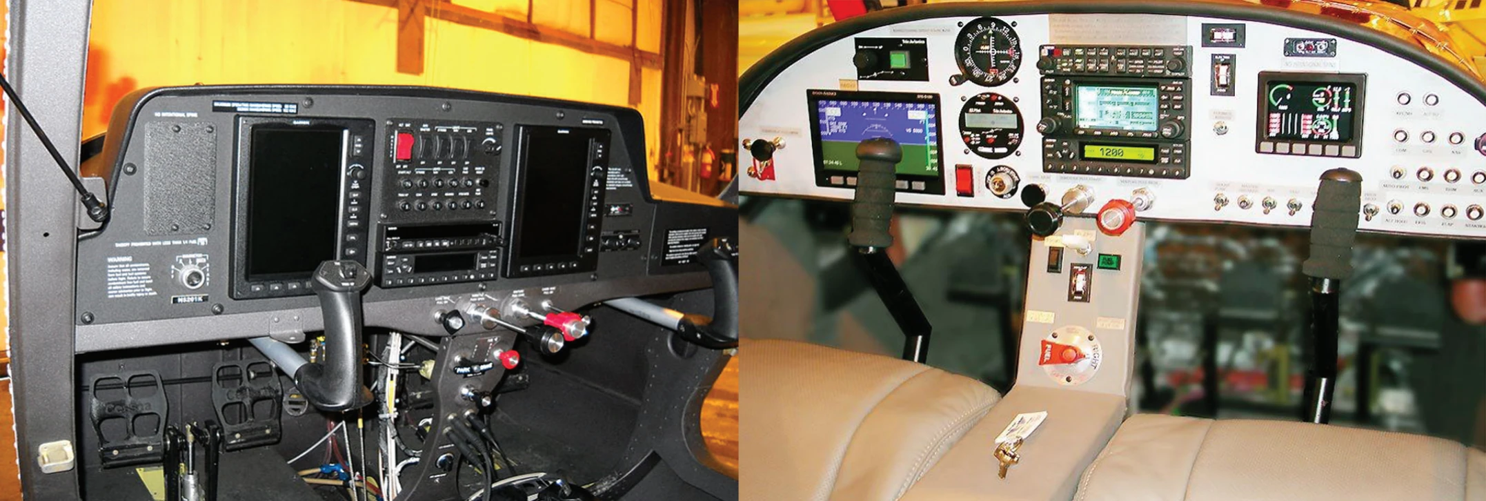 An electronic flight instrumentation system provides attitude, airspeed, altimeter, vertical speed, direction, moving map, navigation, terrain awareness, traffic, weather, and engine data all on one or two liquid crystal displays.