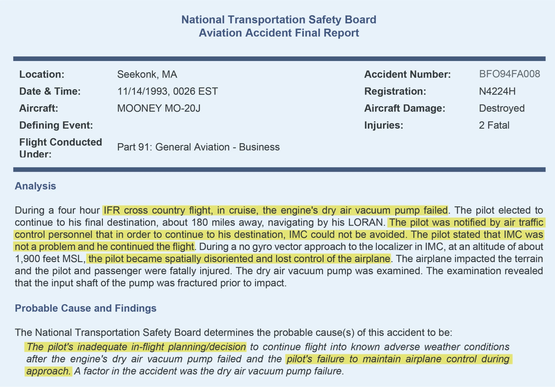 Figure 10-1. NTSB Accident Report.