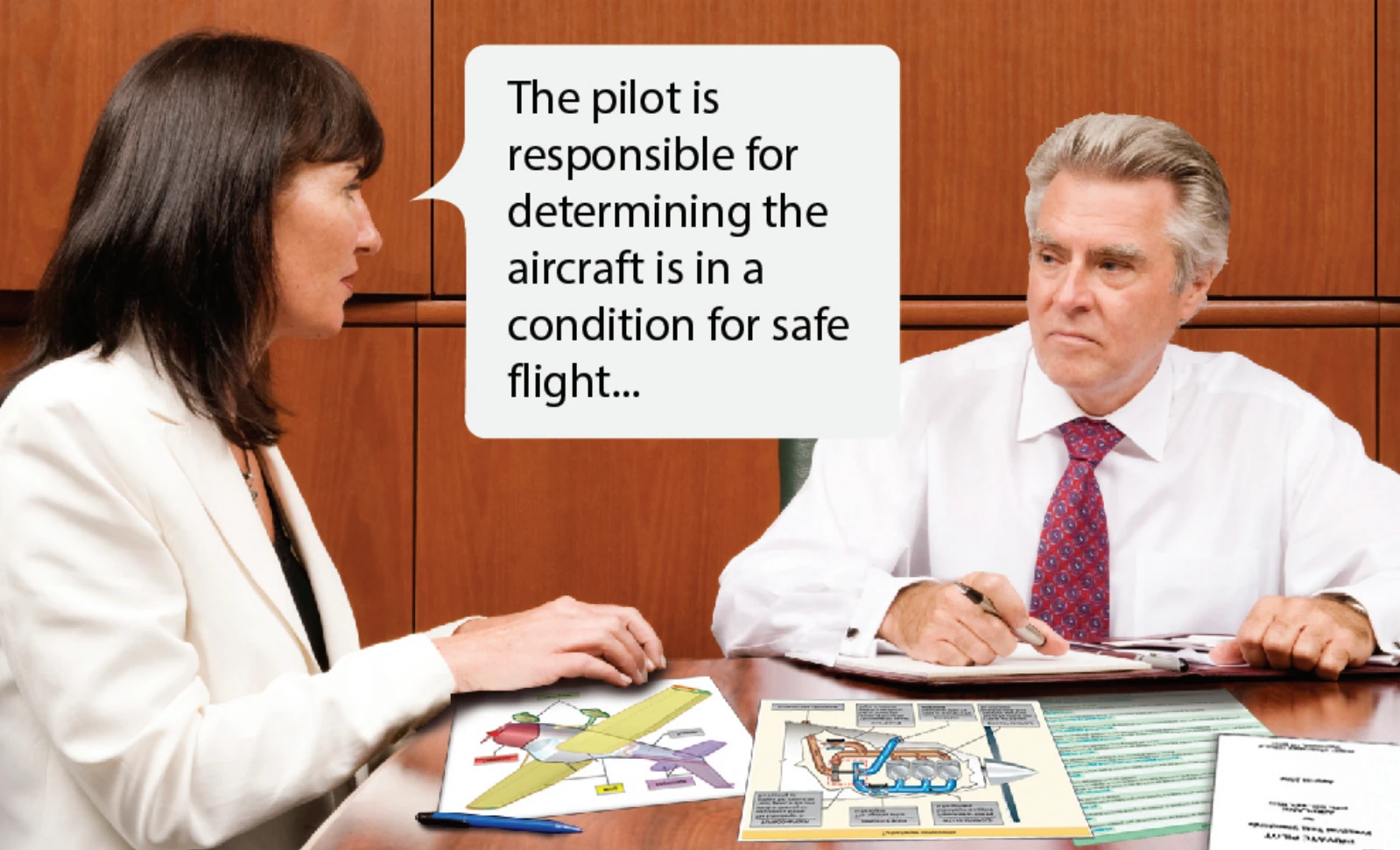 Figure 5-11. As the learner grows in flight knowledge, he or she should be able to lead the postflight review while the instructor guides the discussion with targeted questions.