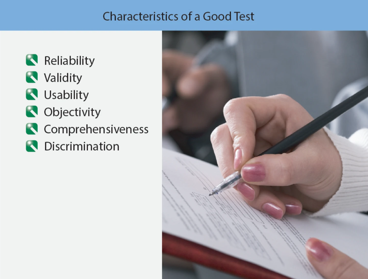Figure 6-3. Effective tests have six primary characteristics.