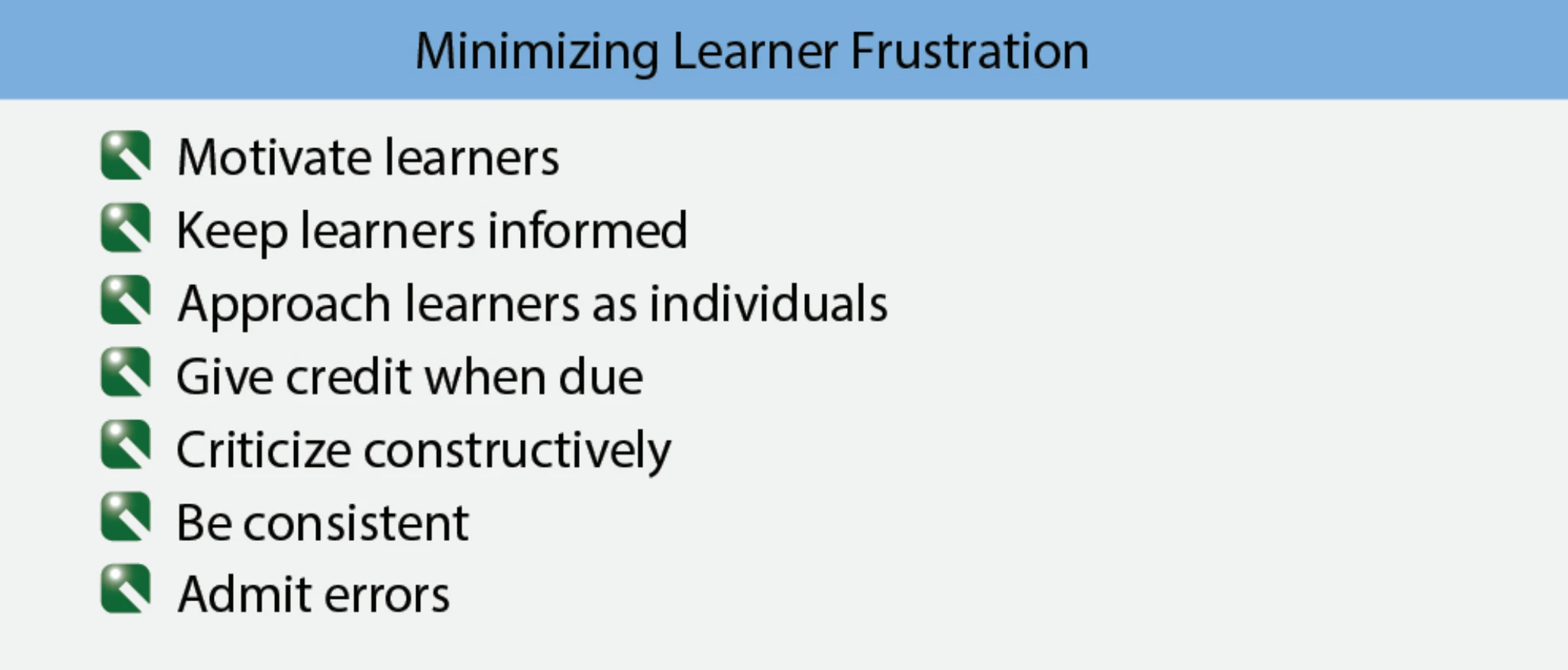 Figure 8-4. These are practical ways to minimize learner frustration.