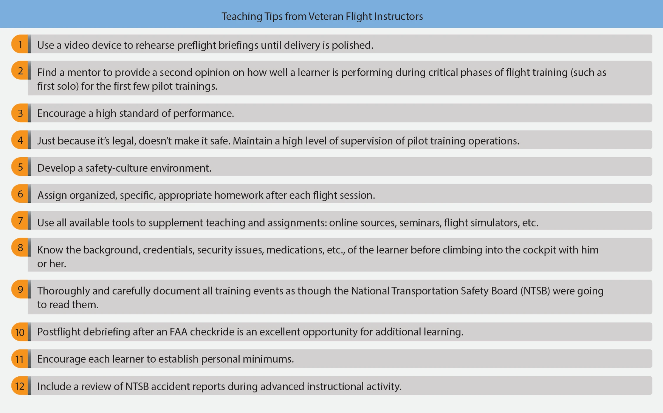 Figure 8-6. Teaching tips from veteran flight instructors.