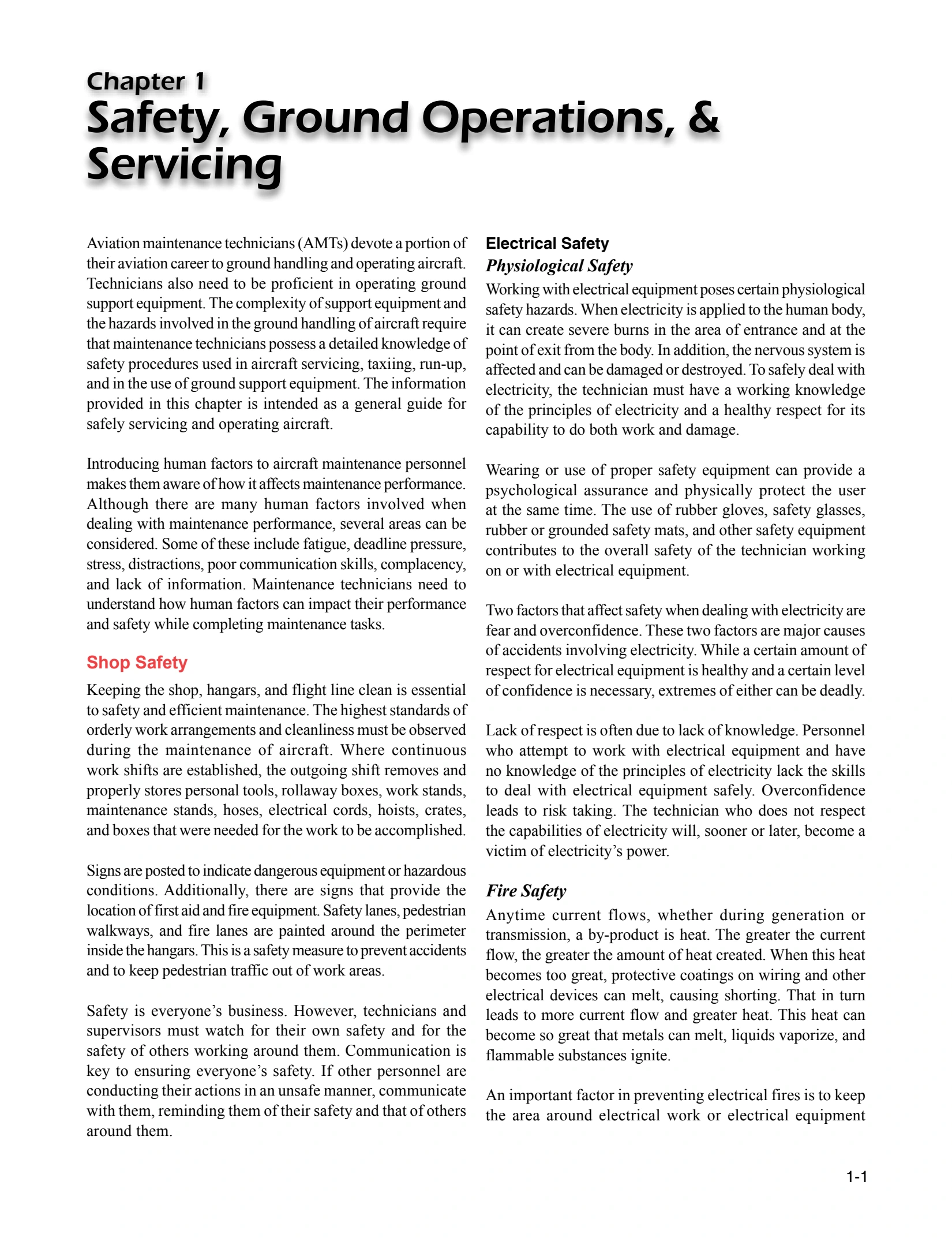 Chapter 1 opener: Safety, Ground Operations, & Servicing.
