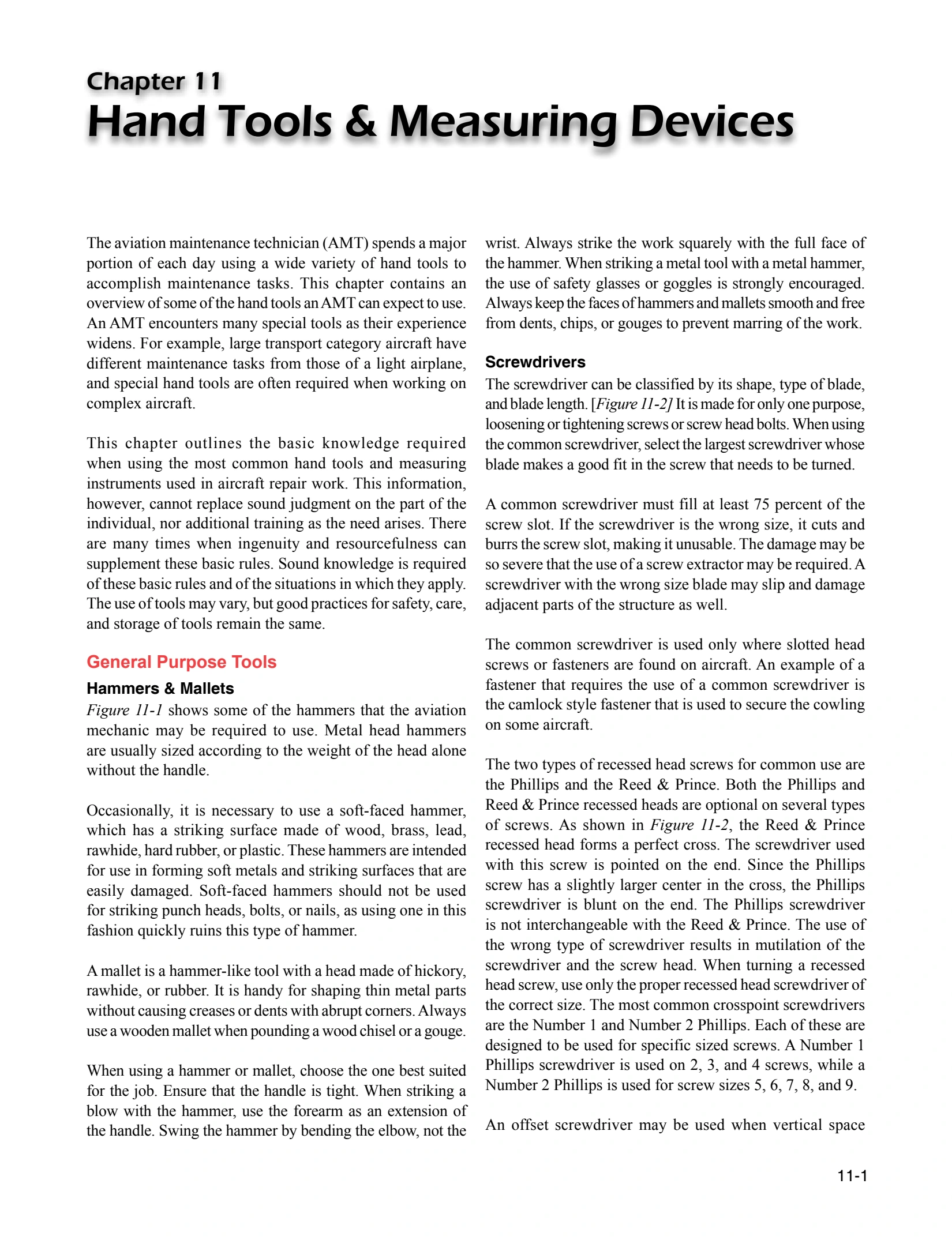 Chapter 11 opener: Hand Tools & Measuring Devices.