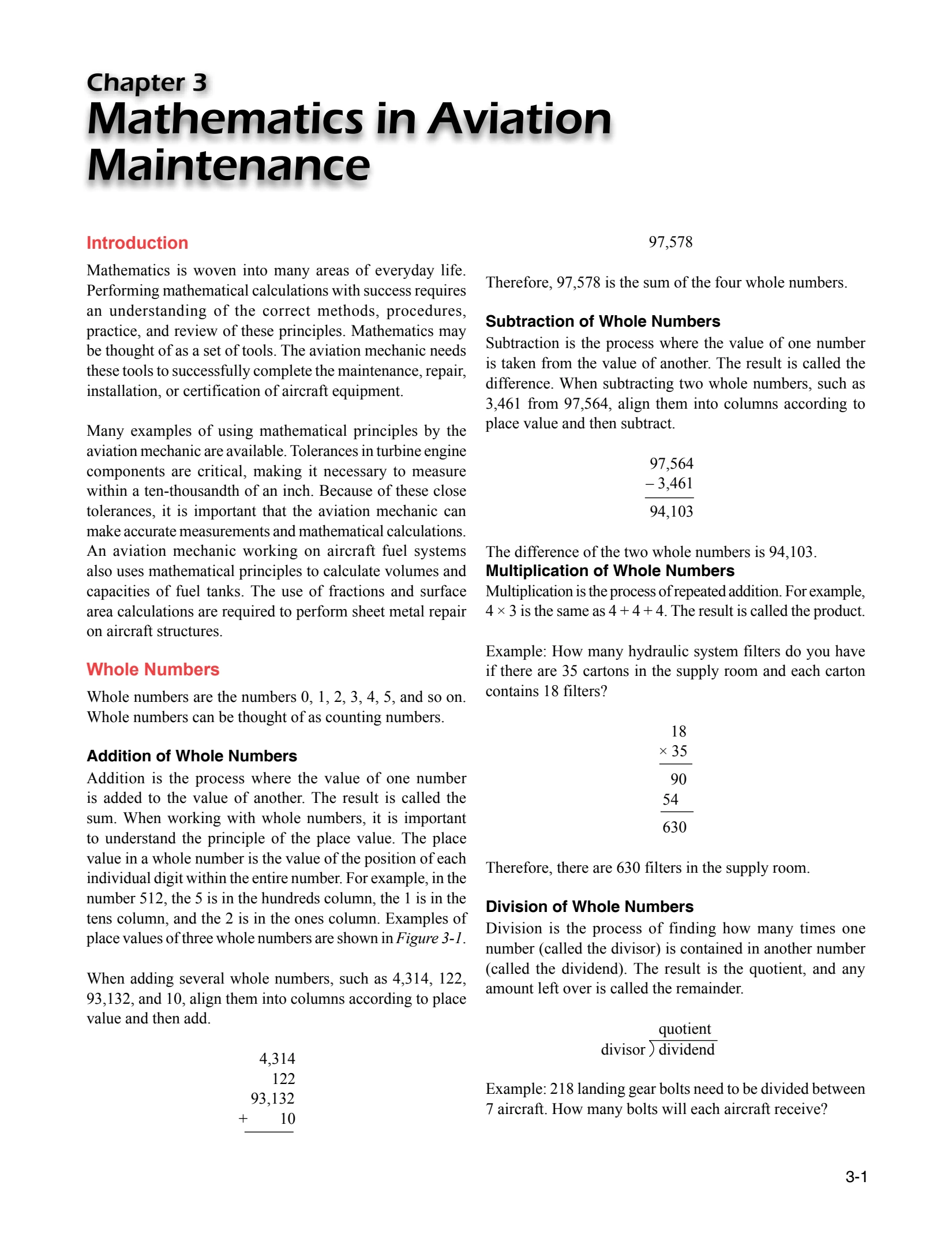 Chapter 3 opener: Mathematics in Aviation Maintenance.