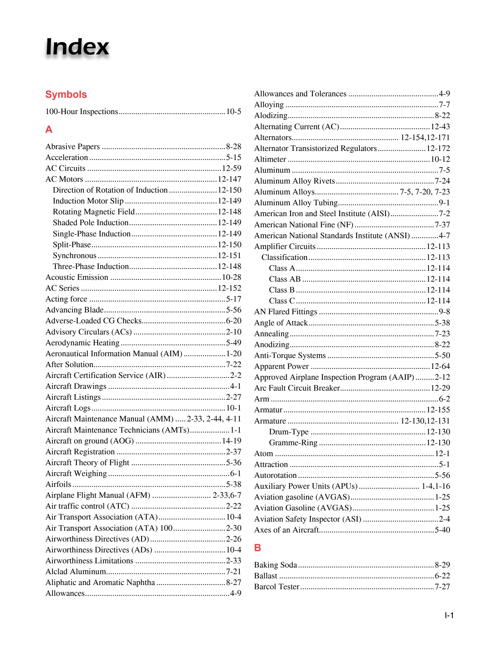 Index opener from the Aviation Maintenance Technician Handbook–General.