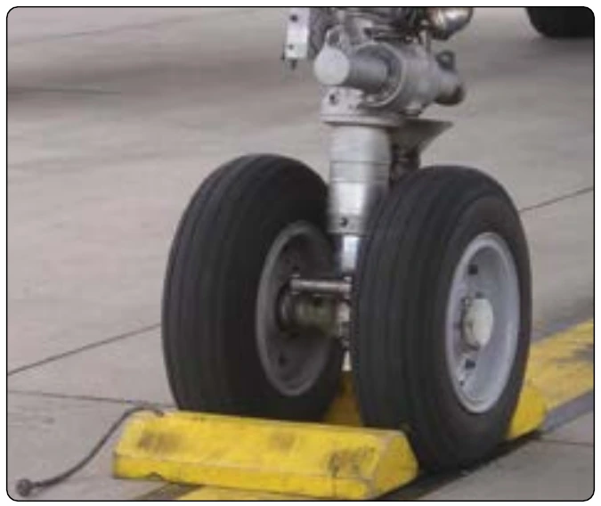 Figure 1-12. Wheels chocked fore and aft.