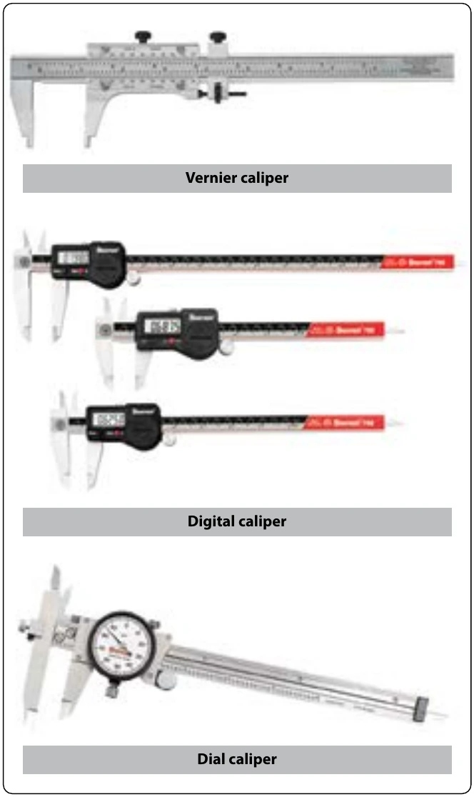 Figure 11-41. Electronic and dial indicator slide calipers.