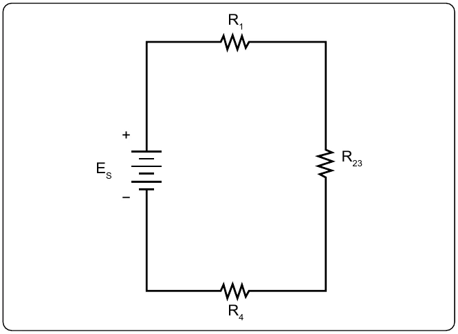 Figure 12-101. Equivalent circuit with three series connected resistors.