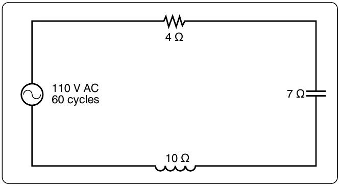 Figure 12-137. A circuit containing resistance, inductance, and capacitance.