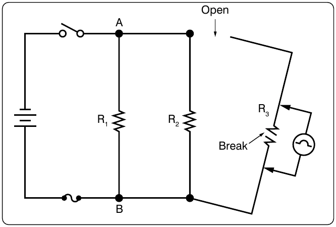 Figure 12-185. Opening a branch circuit to obtain an accurate ohmmeter reading.