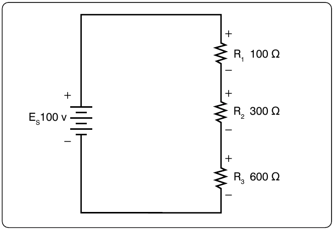 Figure 12-95. Network of three resistors and one voltage source.