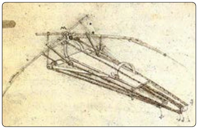 Figure 14-8. Leonardo da Vinci’s rendering of a flying device for man.