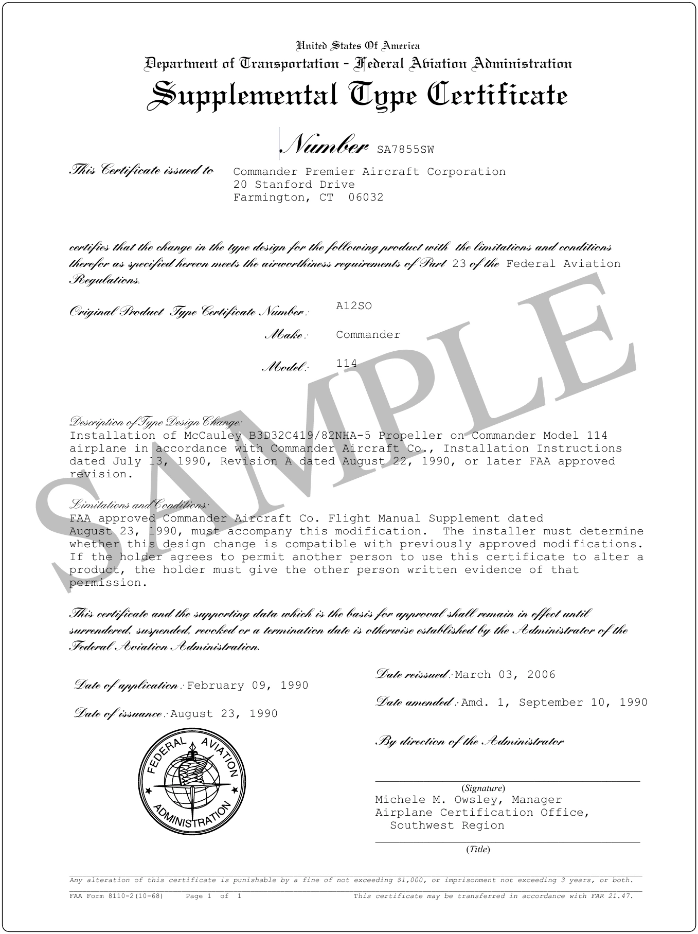 Figure 2-14. Supplemental type certificate (STC).