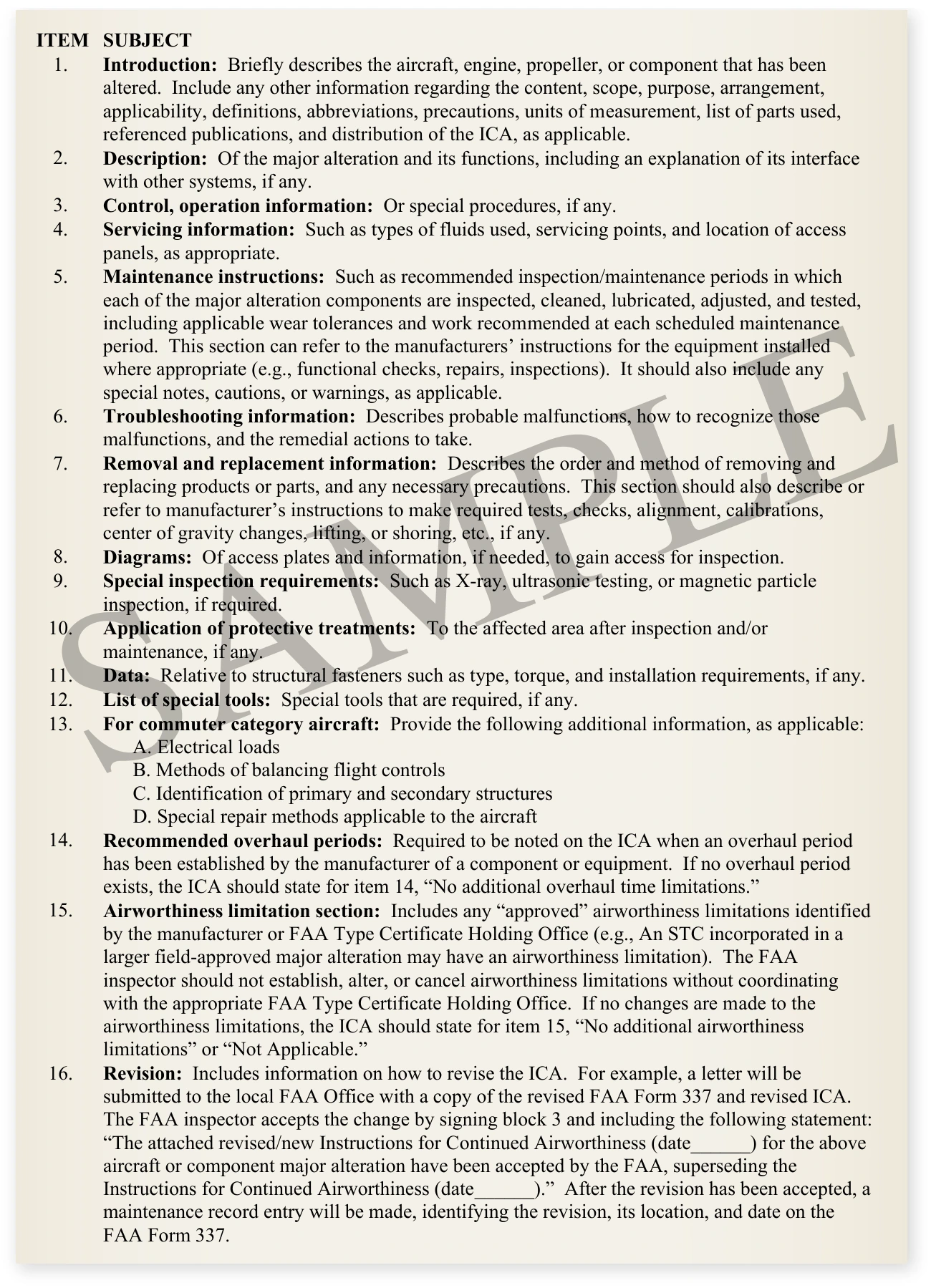 Figure 2-7. Instructions for Continued Airworthiness (ICA) Checklist.
