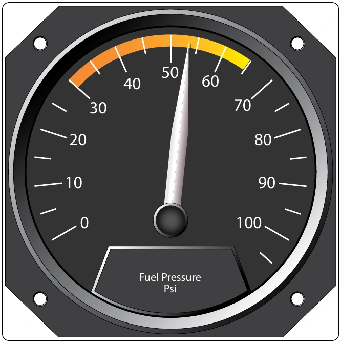 Figure 5-34. Psig read on a fuel pressure gauge.