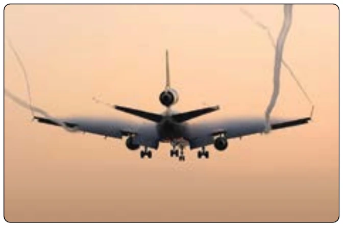 Figure 5-59. Wing and horizontal stabilizer vortices on an MD-11.