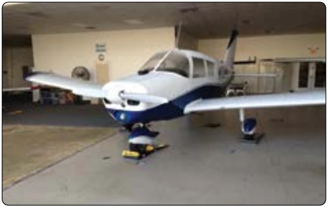 Figure 6-17. Weighing a Piper Archer using electronic platform scales.