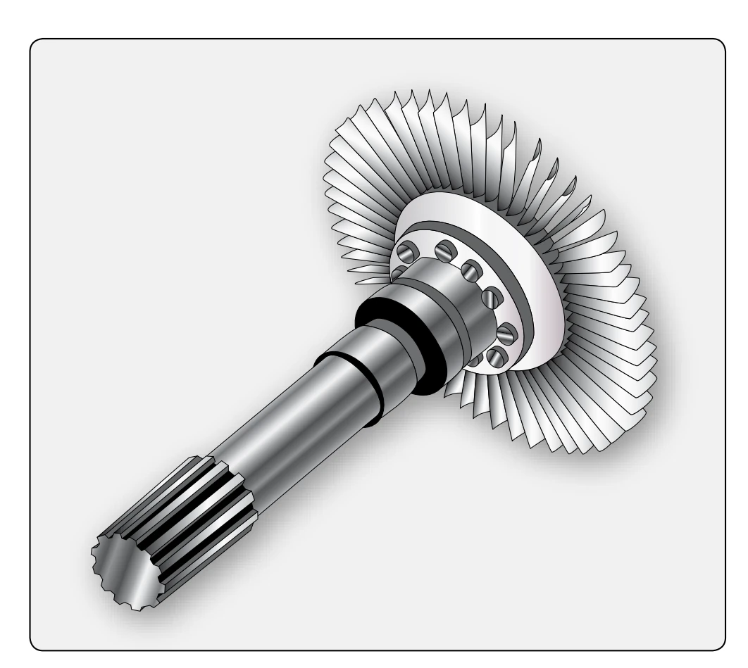 Rotor elements of the turbine assembly.