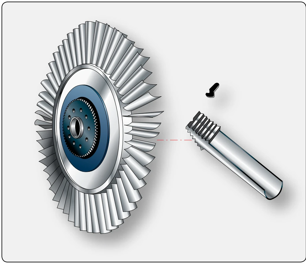 Turbine blade with fir-tree design and lock-tab method of blade retention.