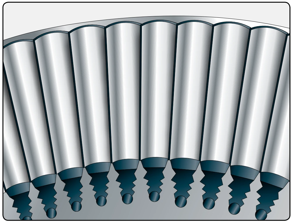 Rivet method of turbine blade retention.