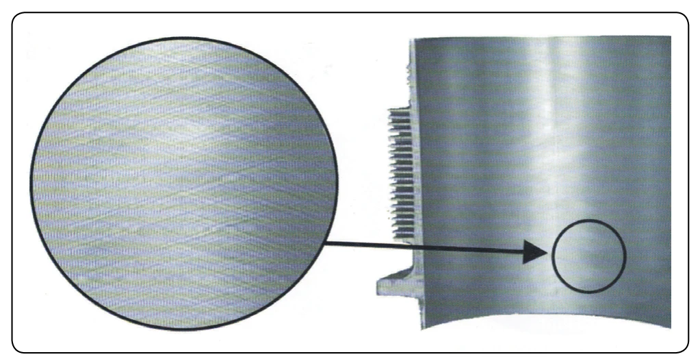 Cross-hatch pattern on cylinder wall.