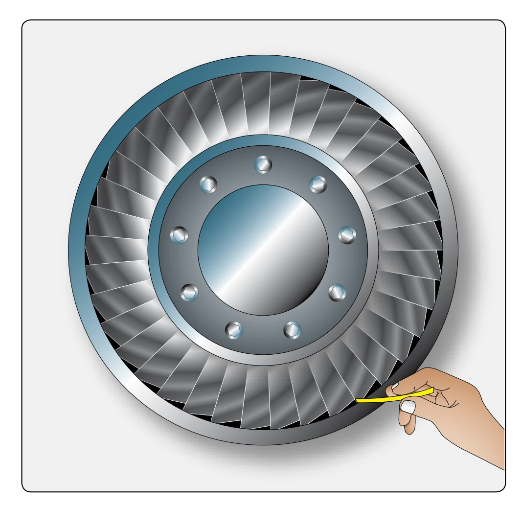 Measuring the turbine blades to shroud (tip) clearances.
