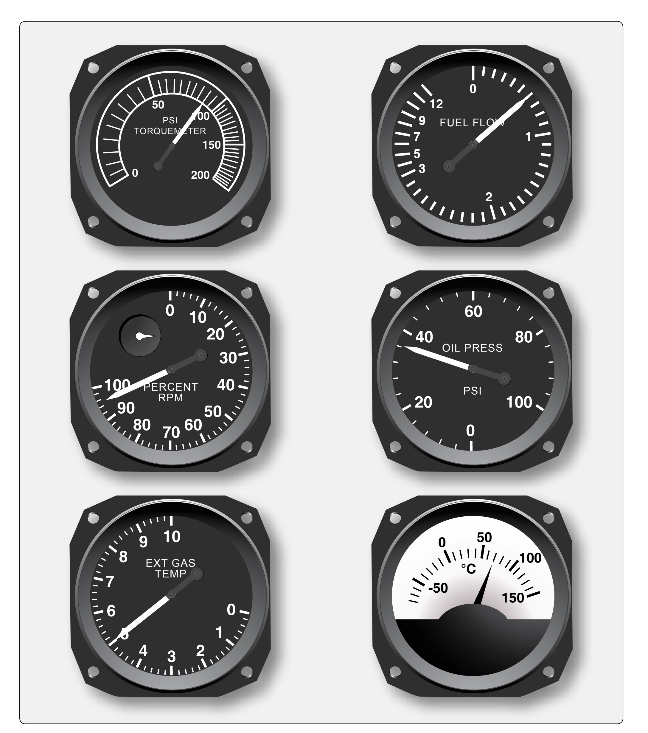 Typical turbine engine instruments.