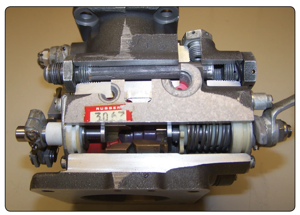 Fuel inlet and metering.