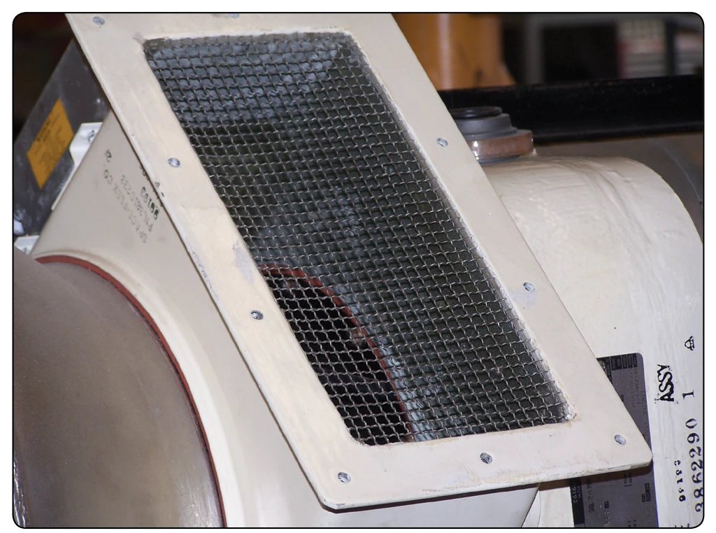 An example of an inlet screen on an APU.