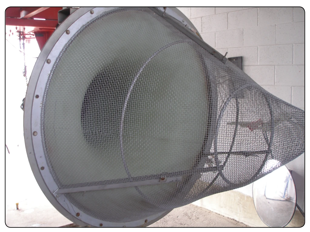 A bellmouth inlet used during system tests.