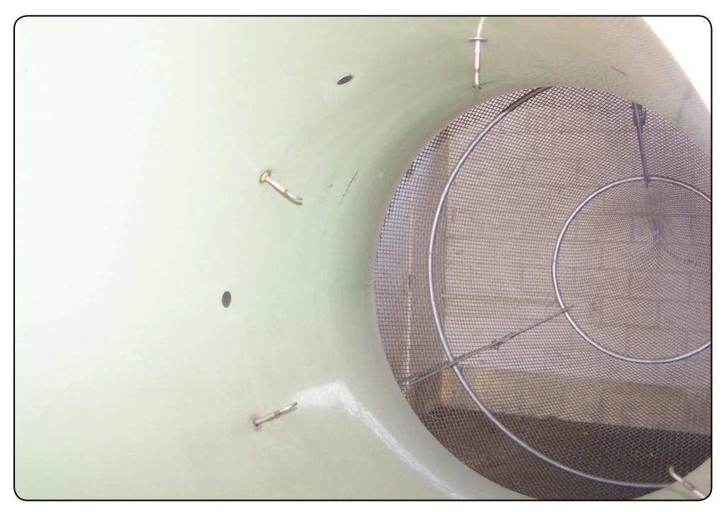 Probes within a bellmouth inlet used to measure intake temperature and pressure.