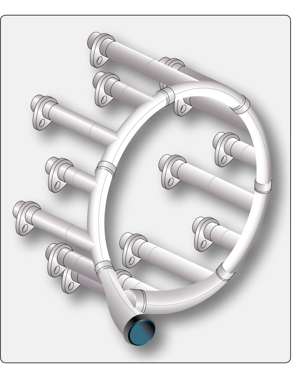 A radial engine exhaust collector ring is graduated in size from the inboard side to the outboard side.