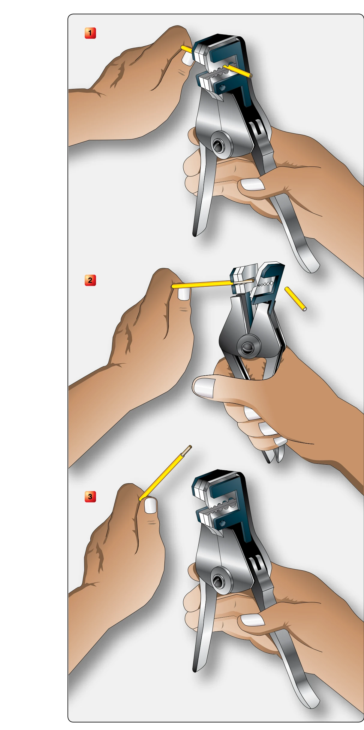 Stripping wire with hand strippers.