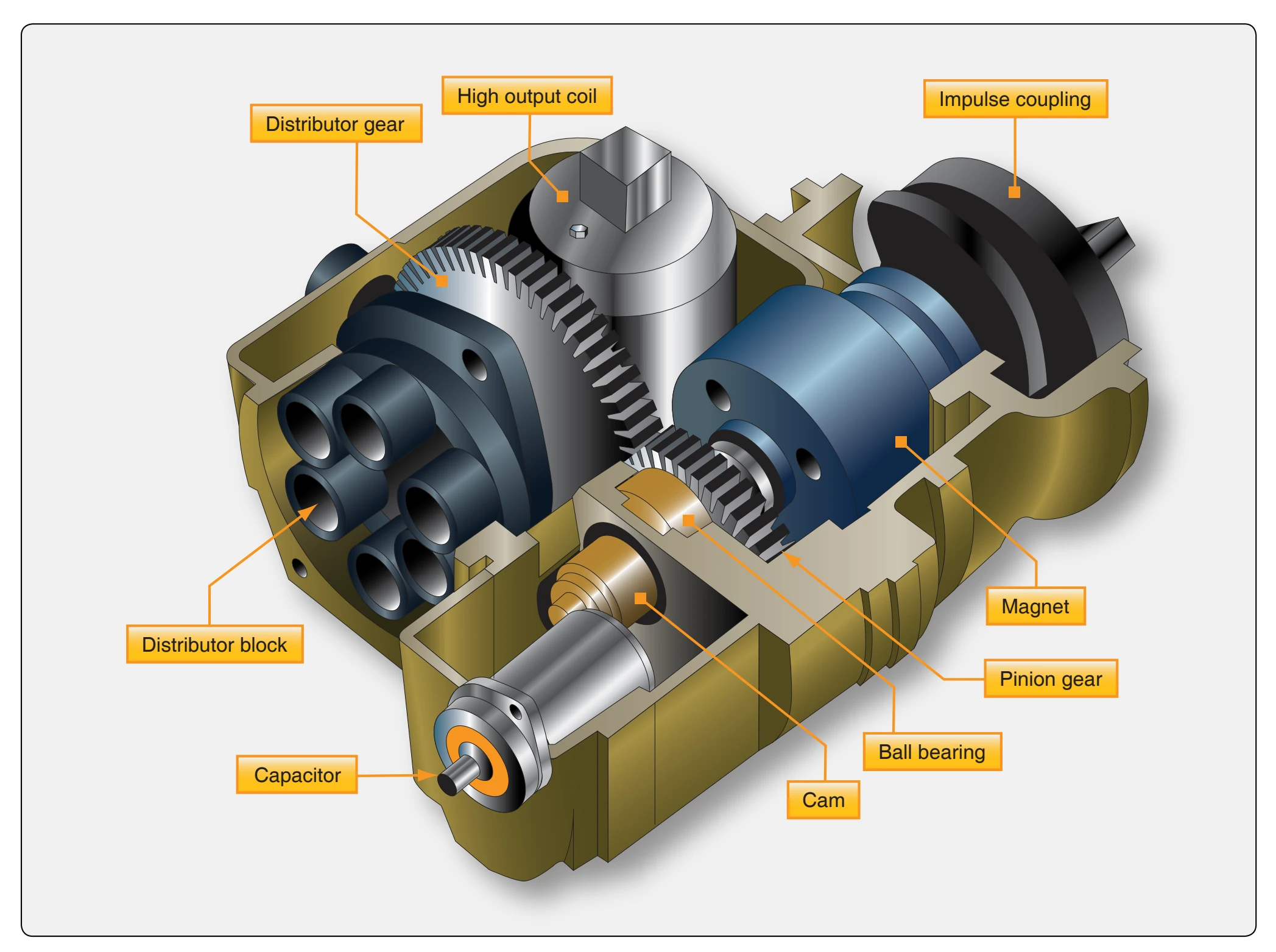 Magneto cutaway.