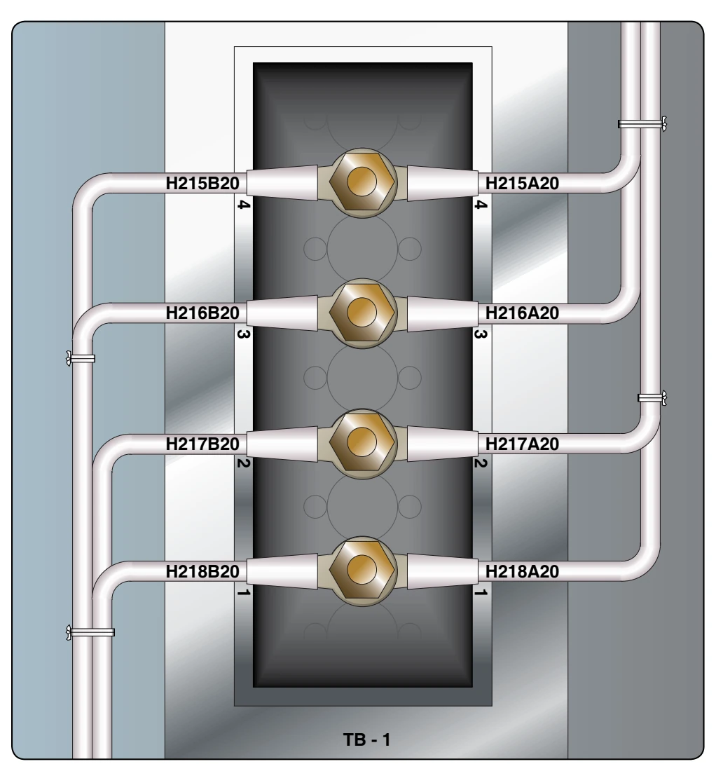 Wire identification at a terminal block.