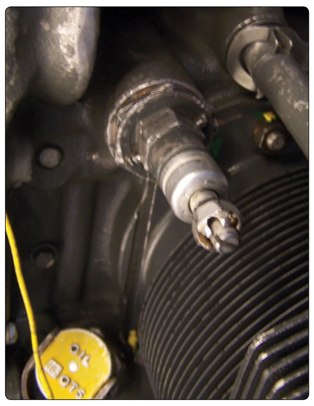 Oil pressure adjustment screw.