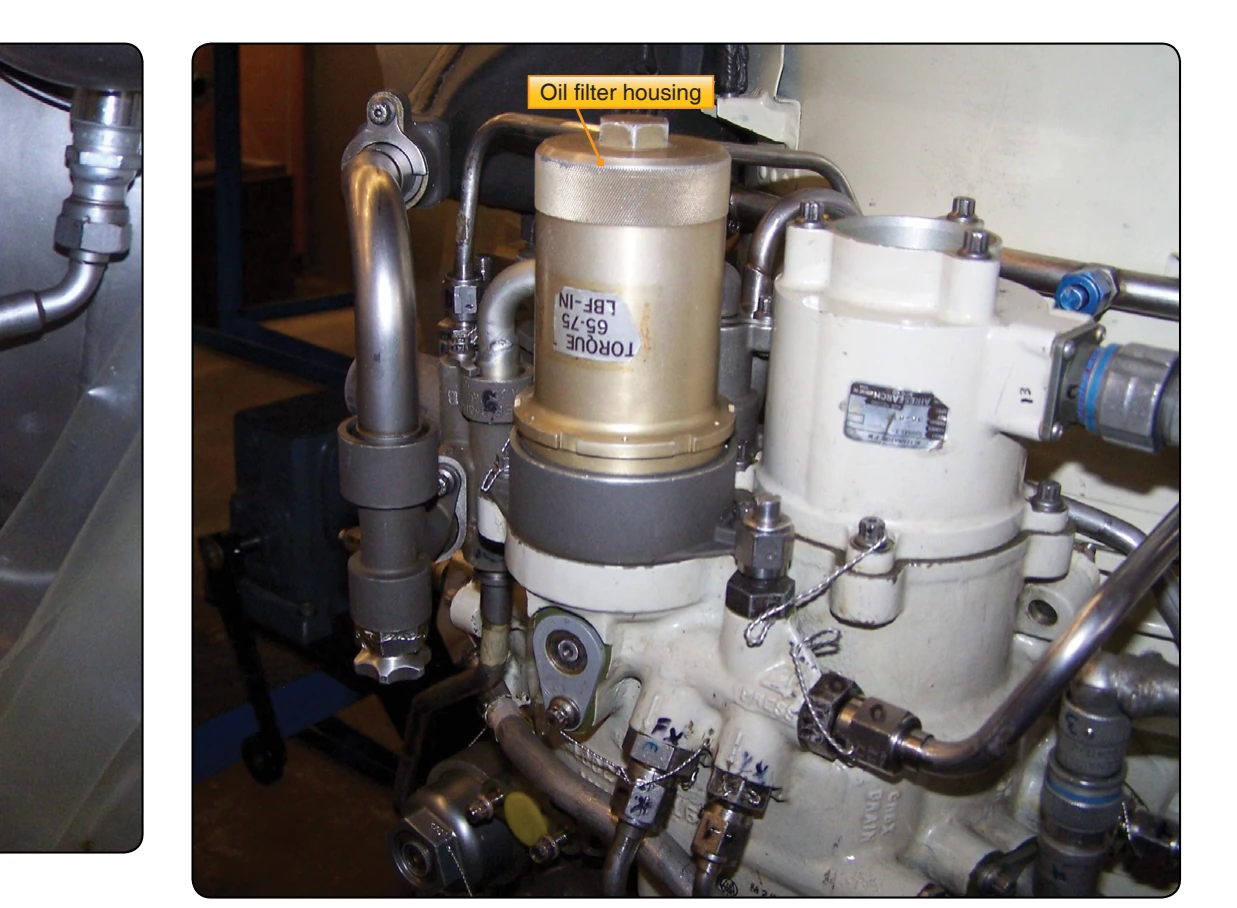 Oil filter housing.