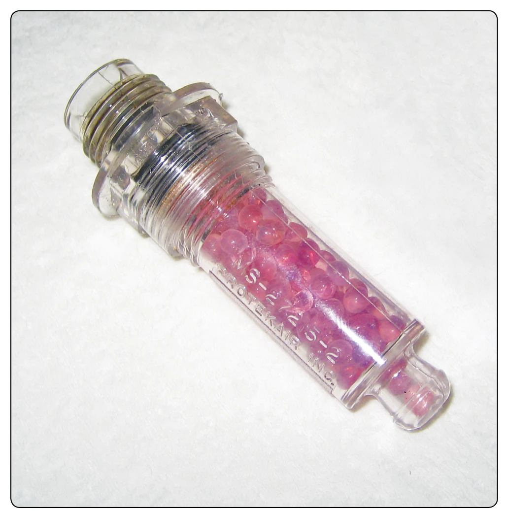 Dehydrator plug “pink” showing high humidity (Sacramento Sky Ranch).
