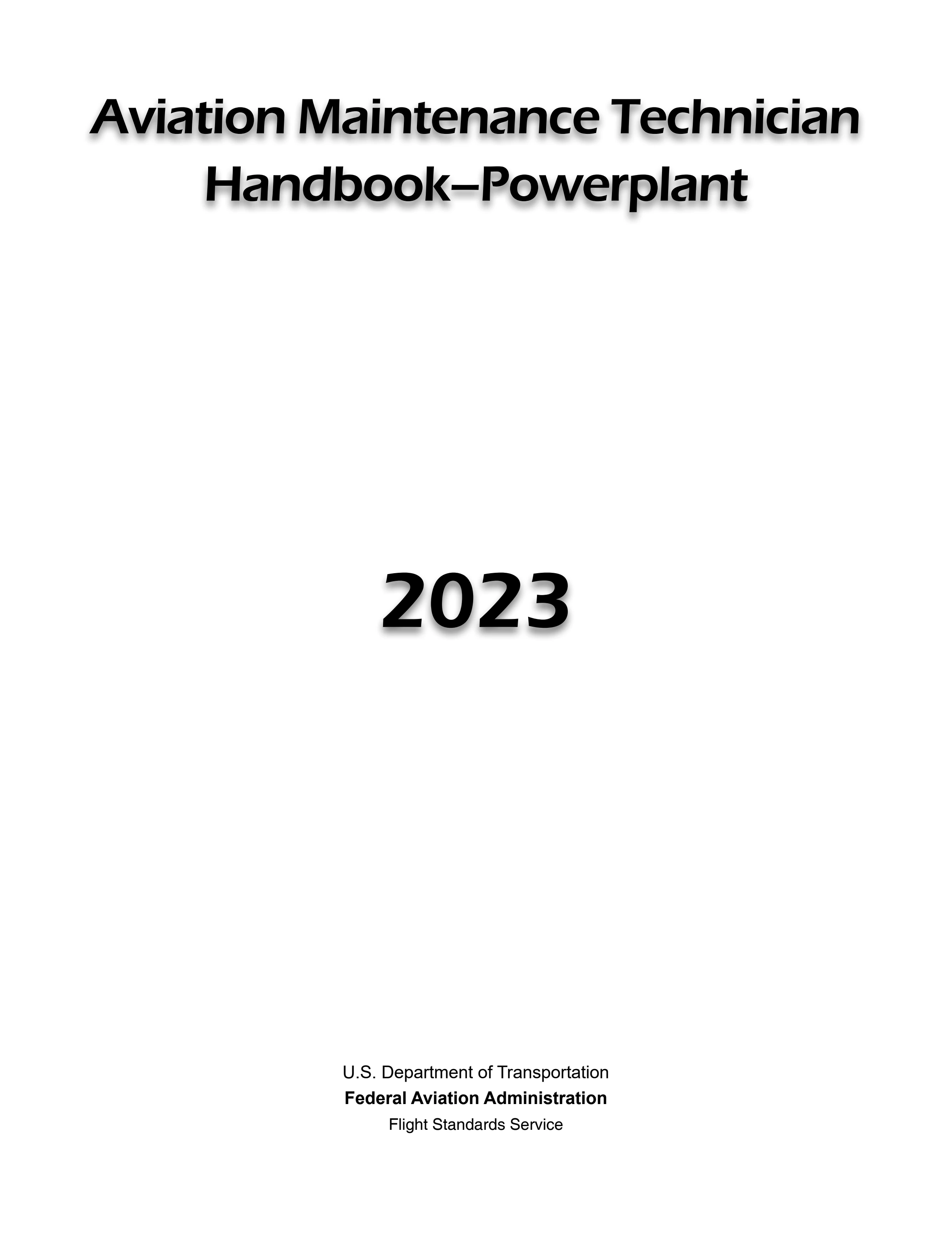Title page for FAA-H-8083-32B, Aviation Maintenance Technician Handbook–Powerplant.